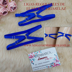 LIGAS DE ELASTICO LISAS DOBLE REGULABLE X 2 UNIDAD AZUL