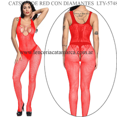 CATSUIT DE RED CON DIAMANTES ROJO LTY-57482R