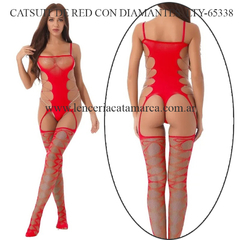CATSUIT DE RED CON DIAMANTES ROJO LTY-65338R