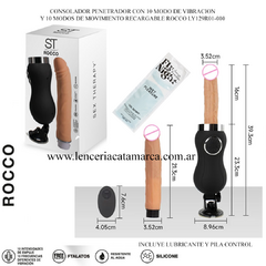 Consolador penetrador recargable con 10 modos de vibración y 10 modos de movimiento, incluido lubricante y pila de control.
