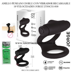 ST ANILLO PENEANO DOBLE CON VIBRADOR RECARGABLE 10 VELOCIDADES JORGE LY88C11-010
