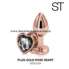 ST PLUG ANAL MEDIANO DE METAL FORMA CORAZON ROSE HEAT M003-2 M BLACK