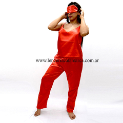 DELT PIJAMA DE SATEN REMERA Y PANTALON LARGO ROJO MAJOR en internet