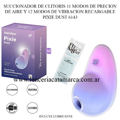 SATISFYER SUCCIONADOR DE CLITORIS 11 MODOS DE PRECION DE AIRE Y 12 MODOS DE VIBRACION RECARGABLE PIXIE DUST 6143