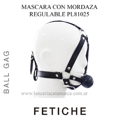 ST MASCARA Y MORDAZA PELOTA MEDIANA REGULABLE PL81025 BLACK