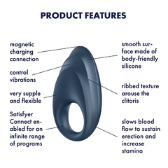 Imagen de SATISFYER ANILLO PENEANO CON VIBRADOR RECARGABLE SE CONTROLA CON APP POWERFUL ONE J2008-20