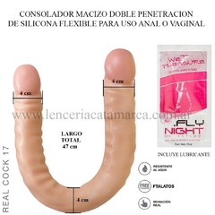 ST CONSOLADOR DOBLE PENETRACION LARGO 47 CM SILICONADO REAL COCK 17 QY-DH003