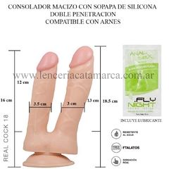 ST CONSOLADOR DOBLE PENETRACION ANAL VAGINAL SILICONADO CON SOPAPA REAL COCK 18 QY-DH007