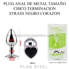 ST PLUG ANAL CHICO DE METAL CORAZON RY-013 BLACK