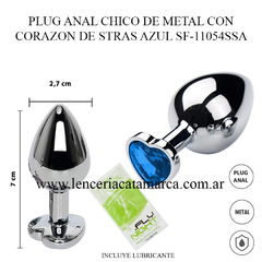 SSA PLUG ANAL CHICO DE METAL CON CORAZON DE STRAS AZUL SF-11054SSA