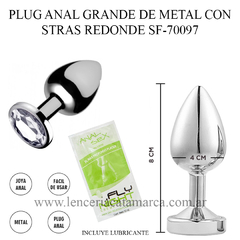 SSA PLUG ANAL GRANDE DE METAL CON STRAS REDONDE SF-70097