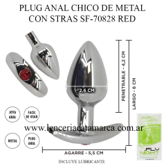 SSA PLUG ANAL CHICO DE METAL CON STRAS SF-70828 RED