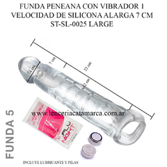 ST FUNDA PENEANA CON VIBRADOR 1 VELOCIDAD DE SILICONA ALARGA 7 CM FUNDA 5 ST-SL-0025 LARGE