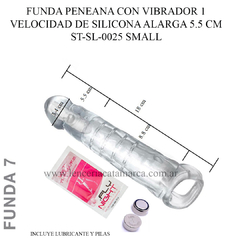 ST FUNDA PENEANA CON VIBRADOR 1 VELOCIDAD DE SILICONA ALARGA 5.5 CM ST-SL-0025 SMALL