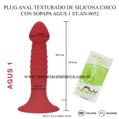 ST PLUG ANAL TEXTURADO DE SILICONA CHICO CON SOPAPA AGUS 1 ST-AN-0052