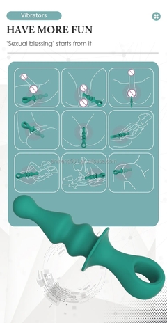 Imagen de ST PLUG ANAL DE SILICONA CON 12 VIBRACIONES VERDE RECARGABLE DANY ST-AN-0174