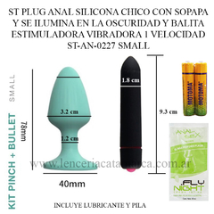ST PLUG ANAL SILICONA CHICO CON SOPAPA Y SE ILUMINA EN LA OSCURIDAD Y BALITA ESTIMULADORA VIBRADORA 1 VELOCIDAD ST-AN-0227 SMALL