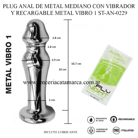 ST PLUG ANAL DE METAL MEDIANO CON VIBRADOR Y RECARGABLE METAL VIBRO 1 ST-AN-0229
