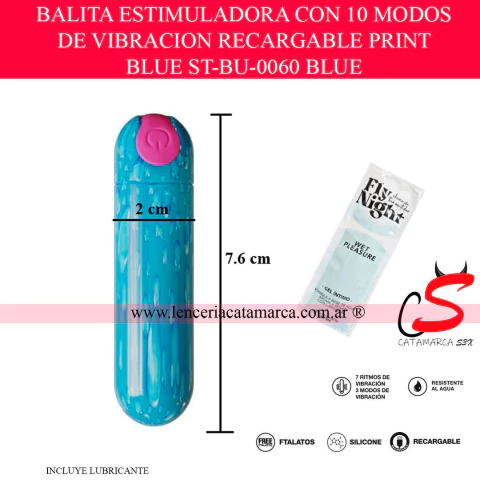 Comprar balita vibradora recargable de silicona con 10 modos. Estimulador de clítoris resistente al agua. Sex shop online en Argentina.