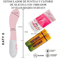 ST ESTIMULADOR DE PUNTO G Y CLITORIS VIBRADOR 10 VELOCIDADES KATY 8 ST-BV-015PINK