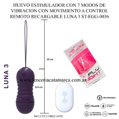 ST HUEVO ESTIMULADOR CON 7 MODOS DE VIBRACION CON MOVIMIENTO A CONTROL REMOTO RECARGABLE LUNA 3 ST-EGG-0036