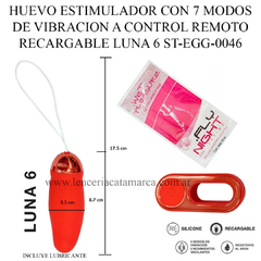 ST HUEVO ESTIMULADOR CON 7 MODOS DE VIBRACION A CONTROL REMOTO RECARGABLE LUNA 6 ST-EGG-0046