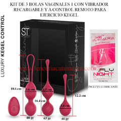 ST KIT DE 3 BOLAS VAGINALES KEGEL 1 CON VIBRADORAS CON CONTROL REMOTO RECARGABLE ST-KG-0024