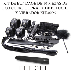 ST KIT BONDAGE 10 PIEZAS ECO CUERO + VIBRADOR NEGRO ST-KIT-0096 BLACK