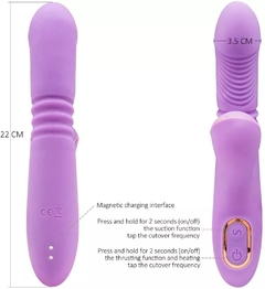 ST DOBLE ESTIMULADOR CON SUCCIONADOR DE CLITORIS Y MOVIMIENTO RECARGABLE ST-SU-0031 - tienda online