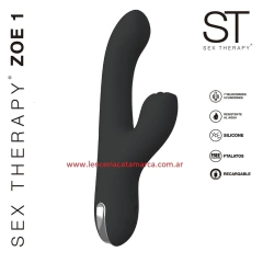 ST DOBLE ESTIMULADOR VIBRADOR ZOE 1 REGARGABLE ST-TOY-025 BLACK