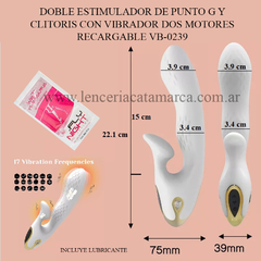 ST DOBLE ESTIMULADOR PUNTO G Y CLITORIS Y CON VIBRADOR REGARGABLE LUXURY WHITE ST-VB-0239