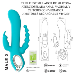 ST TRIPLE ESTIMULADOR ANAL VAGINAL Y CLITORIS CON VIBRADOR RECARGABLE MALE 2 ST-VB-0295