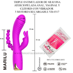 ST TRIPLE ESTIMULADOR ANAL VAGINAL Y CLITORIS CON VIBRADOR RECARGABLE MARILU ST-VB-0317