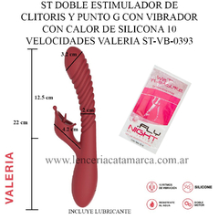 ST DOBLE ESTIMULADOR DE CLITORIS Y PUNTO G CON VIBRADOR CON CALOR DE SILICONA 10 VELOCIDADES VALERIA ST-VB-0393