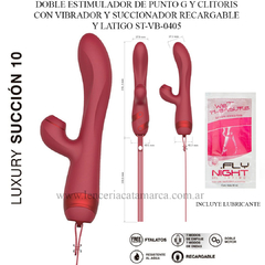 ST DOBLE ESTIMULADOR CON SUCCIONADOR DE CLITORIS Y LATIGO 2 MOTORES RECARGABLE ST-VB-0405