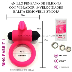 ST ANILLO PENEANO CON VIBRADOR 10 VELOCIDADES RING RABBIT 1 SWD045+17012 FUCSIA