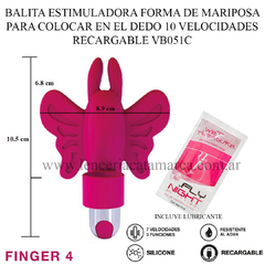 ST ESTIMULADOR PARA DEDO EN FORMA DE MARIPOSA CON VIBRADOR REGARGABLE 10 VELOCIDADES FINGER 4 VB051C