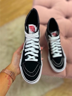 Botitas old skool negras con blanco sin plataforma - comprar online