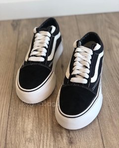 Zapatillas de lona y gamuza negras con plataforma - comprar online