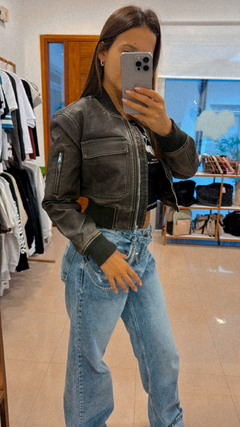 Campera Eunice verde ecocuero - comprar online
