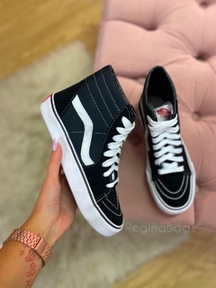 Botitas old skool negras con blanco sin plataforma