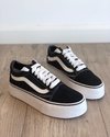 Zapatillas de lona y gamuza negras con plataforma