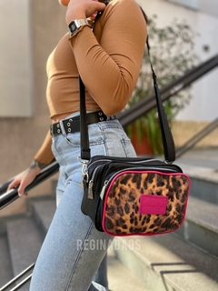 Bandolera Carmella negra/animal print