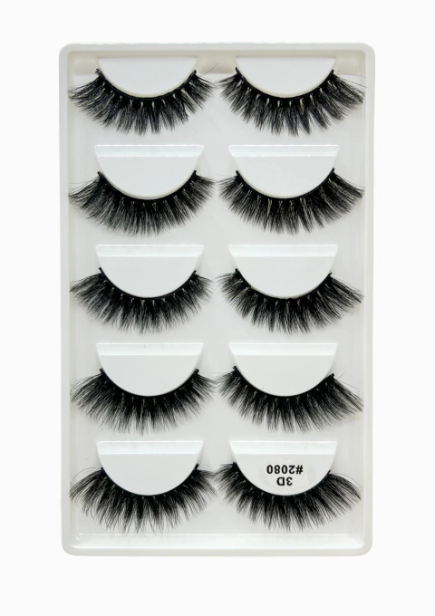 Cílios Postiços 05 Pares - Modelo #2080 - Linha Premium 3D