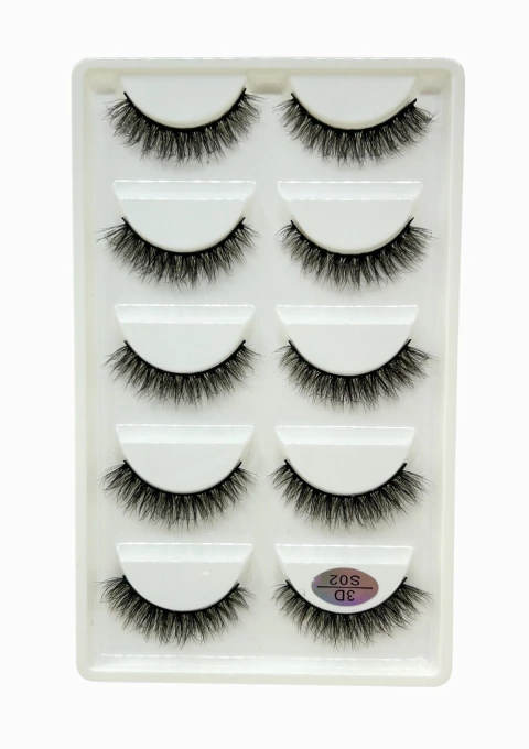 Cílios Postiços 05 Pares - Modelo S02 - Linha Premium 3D
