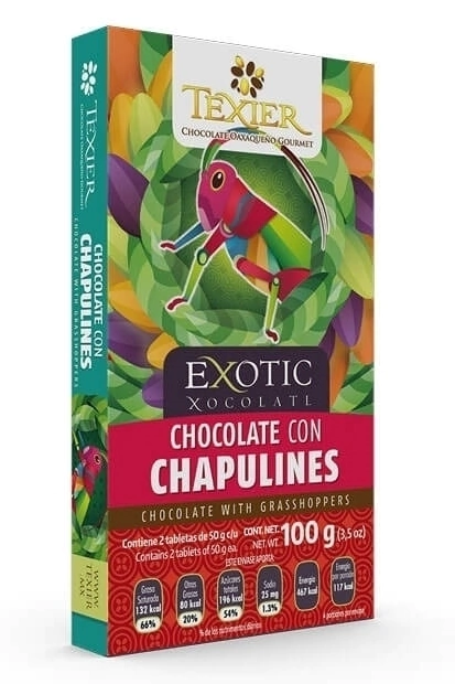 Chocolate de Oaxaca con Chapulines Texier de 100 g