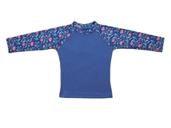 Remera de agua UV+50 con mangas estampadas, dibujo flores. Art 24612