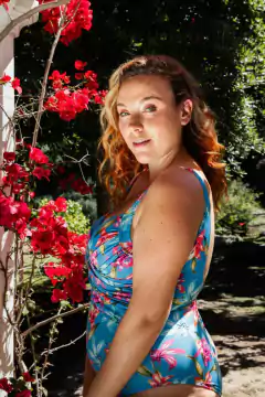 Malla drapeada en corpiño y frente estampada Art. Miami en internet