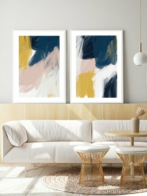 Conjunto com 2 Quadros Decorativos - Abstraction N.02 + Abstraction N.01