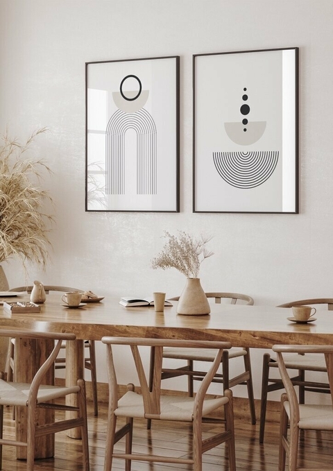 Conjunto com 2 Quadros Decorativos - Arcos Boho Neutral N.03 + Arcos Boho Neutral N.04